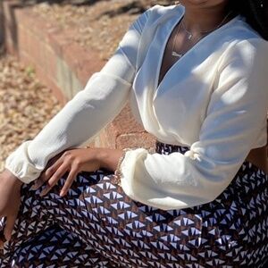 Chic Contrast Wrap Top